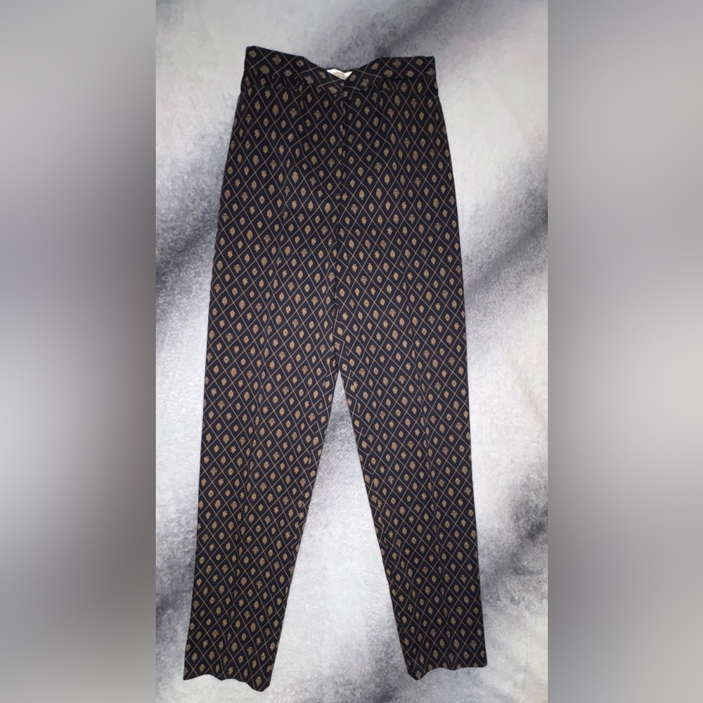 Talbots Black Pants with Tan Diamond Print - Picture 7 of 10